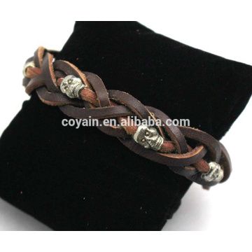 Wholesale Wrap Leather Wave Braided Charm Friendship Bracelet